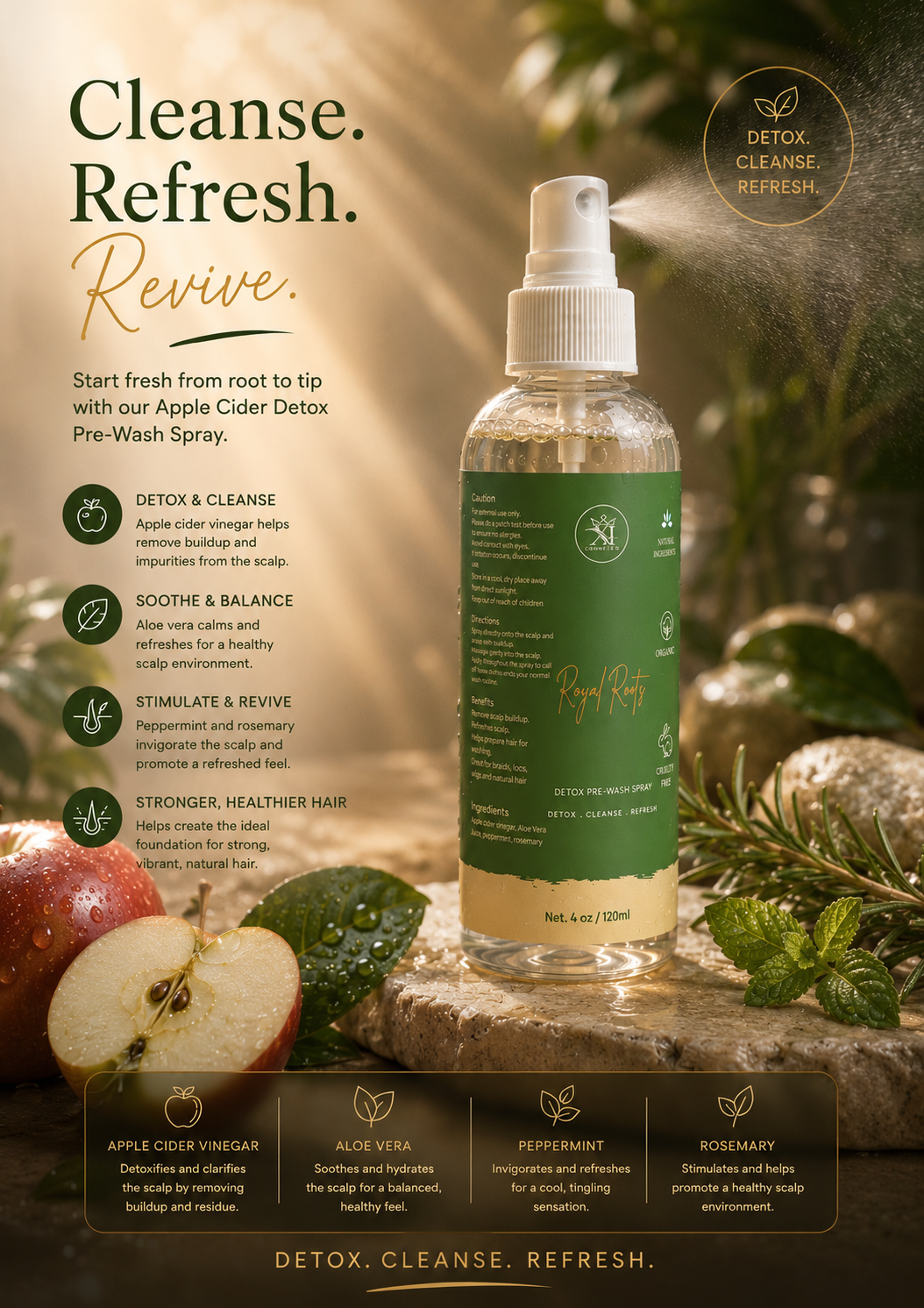 Royal Roots Apple Cider Vinegar Detox Pre-Wash Spray